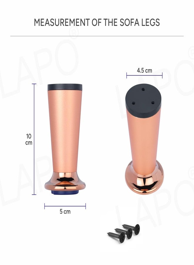LAPO 4 Inch Sofa Legs, Elegant Rose Gold Metal Legs with Contemporary Cone Shape for Sofas and Tables, Rose Gold (Set of 4) 3 Years Warranty - Image 2
